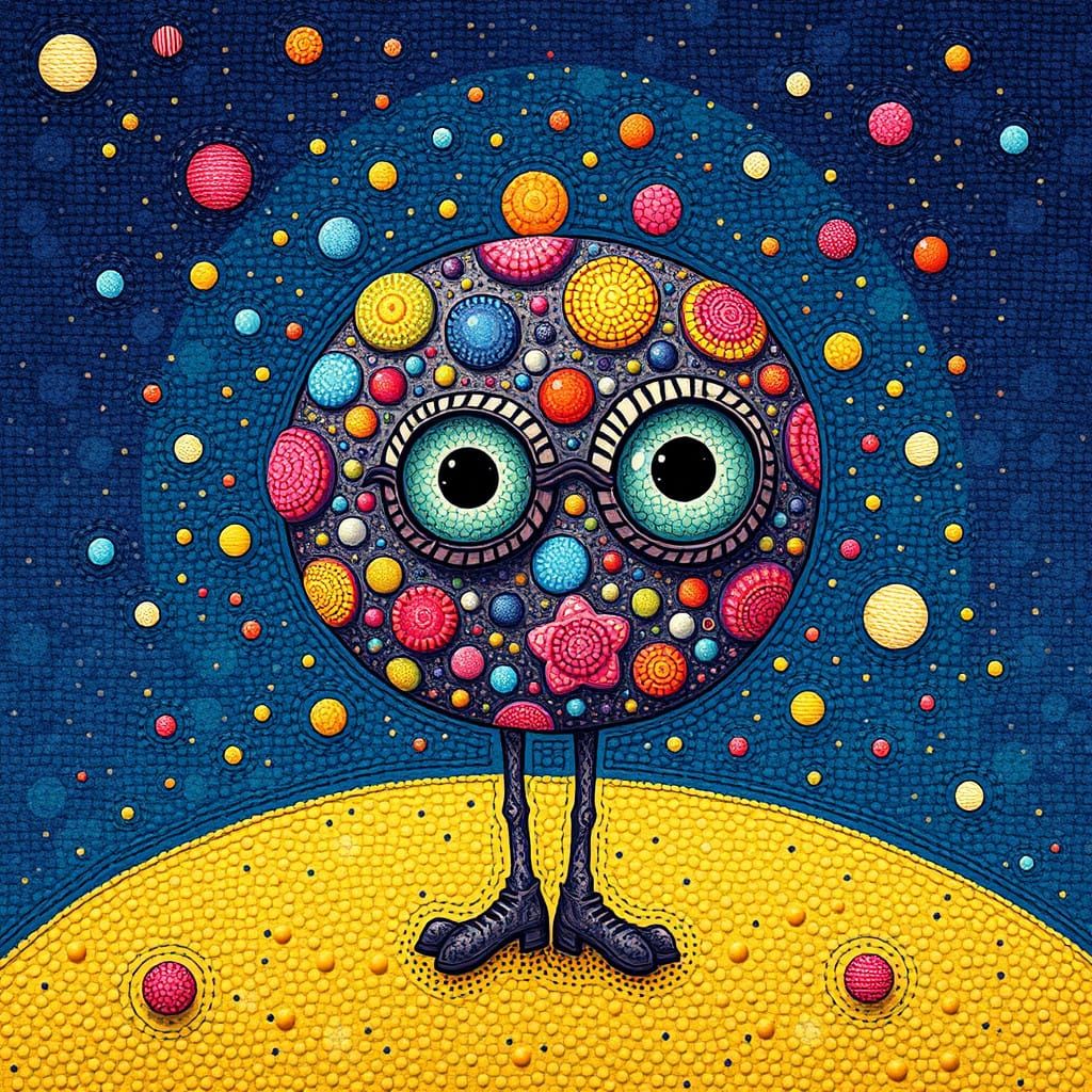 Whimsical, Surreal, Textured Art in Triadic Colors and Point...