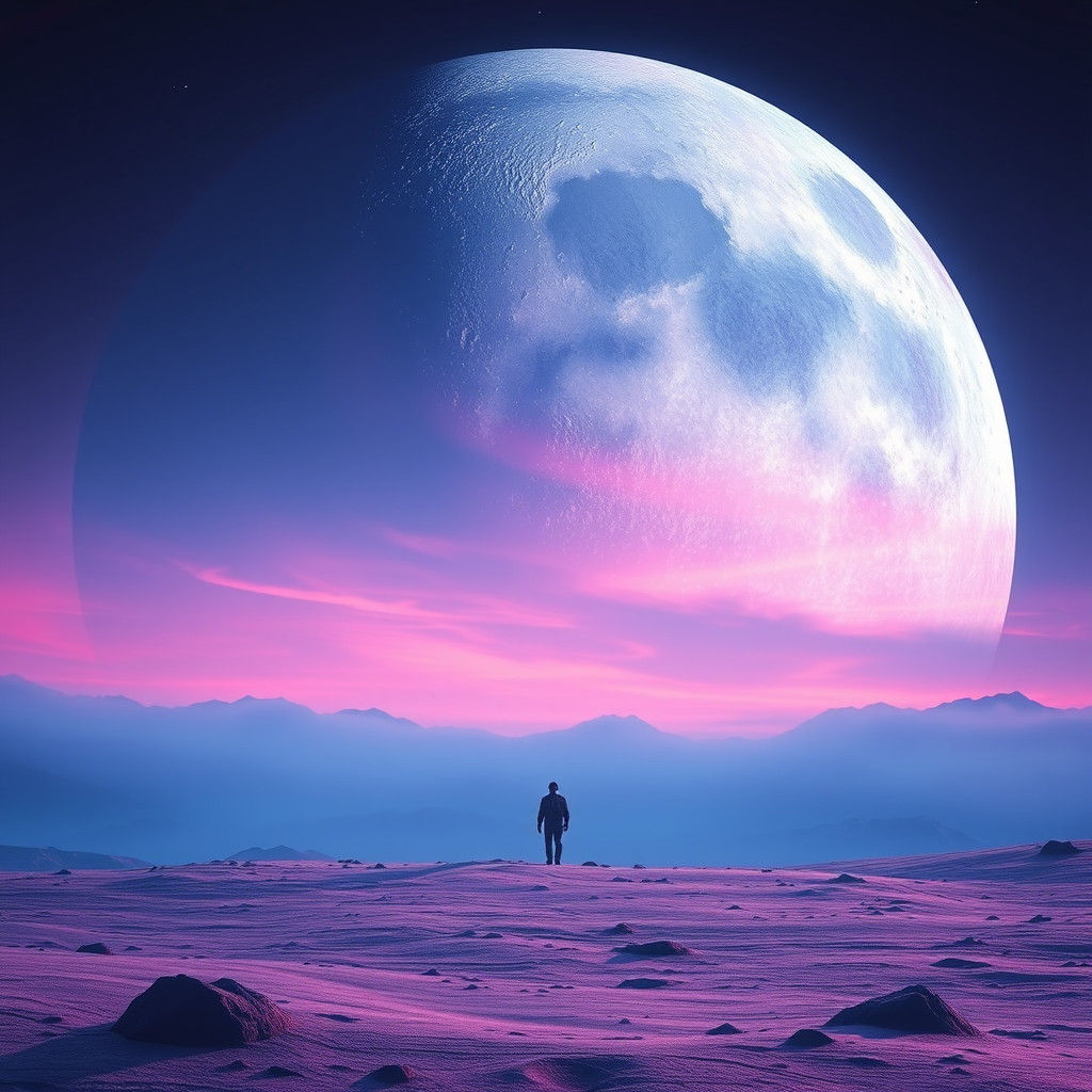 Dreamy Lunar Landscape in Digital Painting Style
