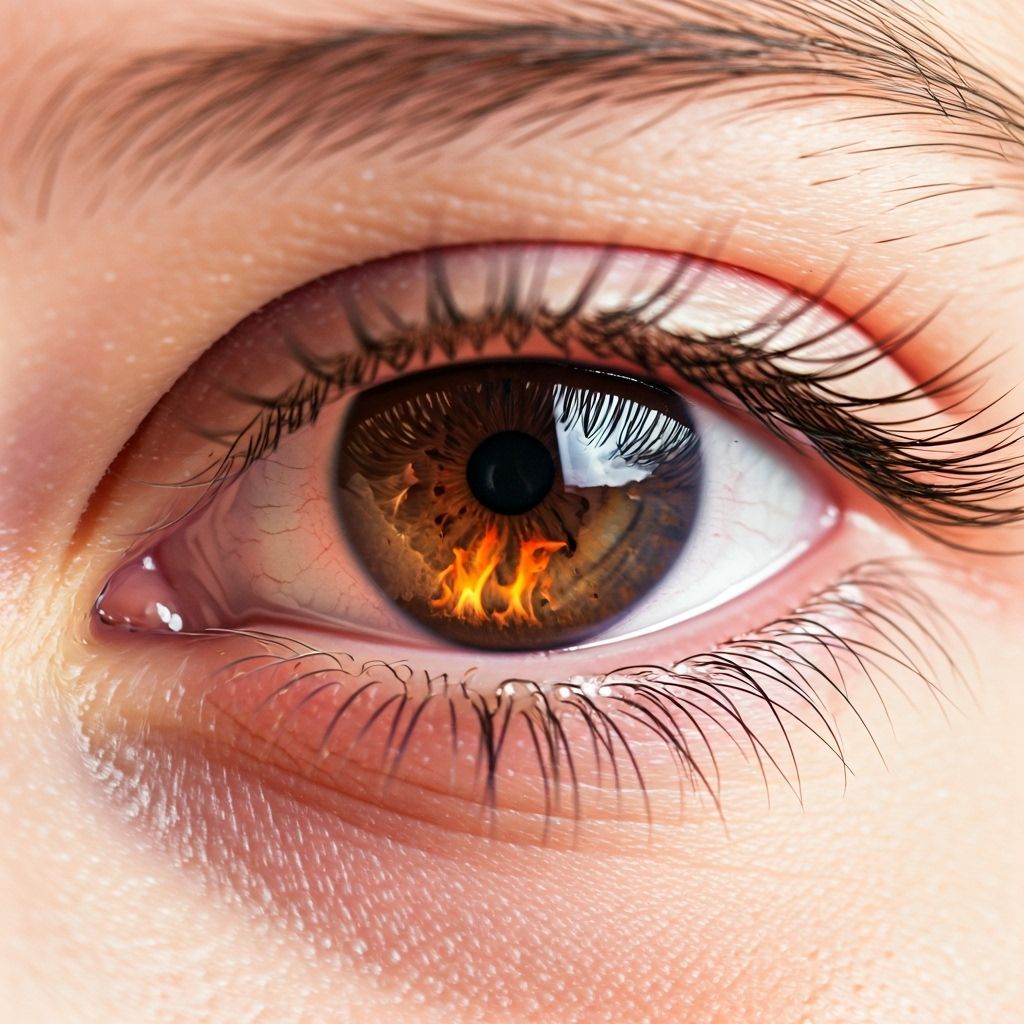 Imagine an image showing a close-up of a child's eye, magnified enough to reveal the beautiful eyelashes, the dark brown pupil, and the chil...