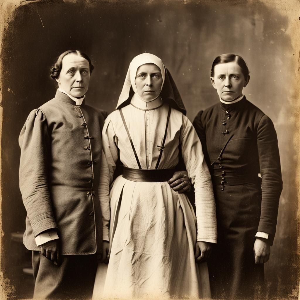 1800s photograph of a woman in a straightjacket. her oversee...