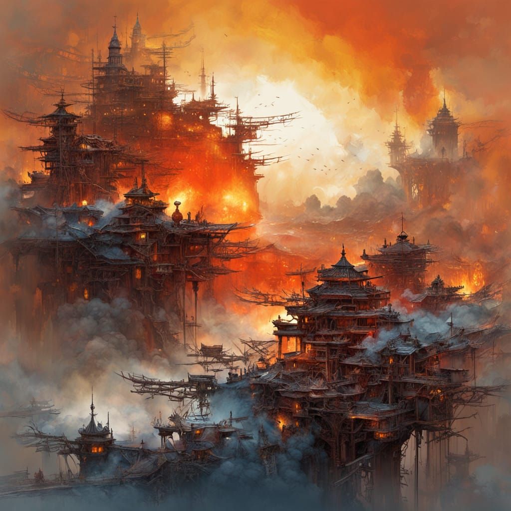double exposure city in chaos  by @Mapont
