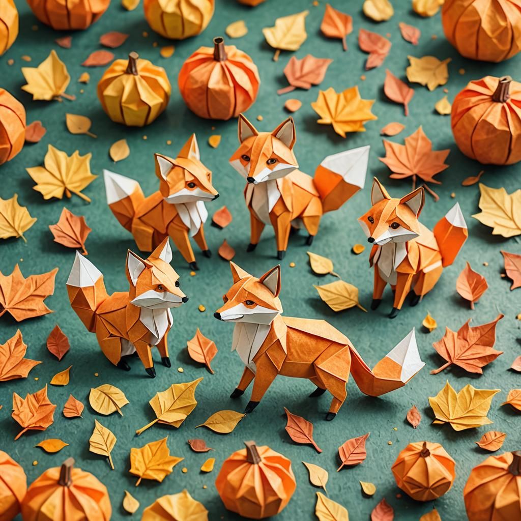 Pumpkins, Leaves and Foxes  by @SilverFlakedSea