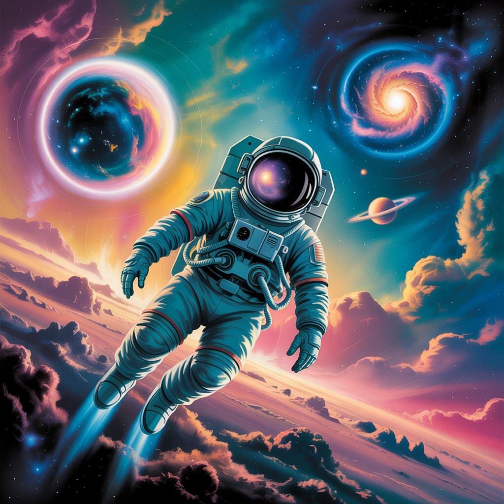 Astronaut in Nebula: Surreal Cosmic Impressionism