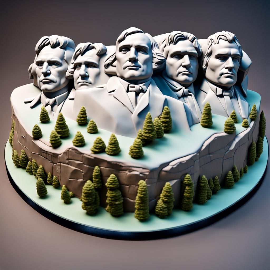 A cake in the form of Mount Rushmore, 4k resolution, a maste...