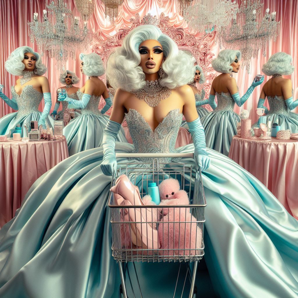 Satin Wonderland of Sissy Dresses and Wigs and Gloves and Ma...