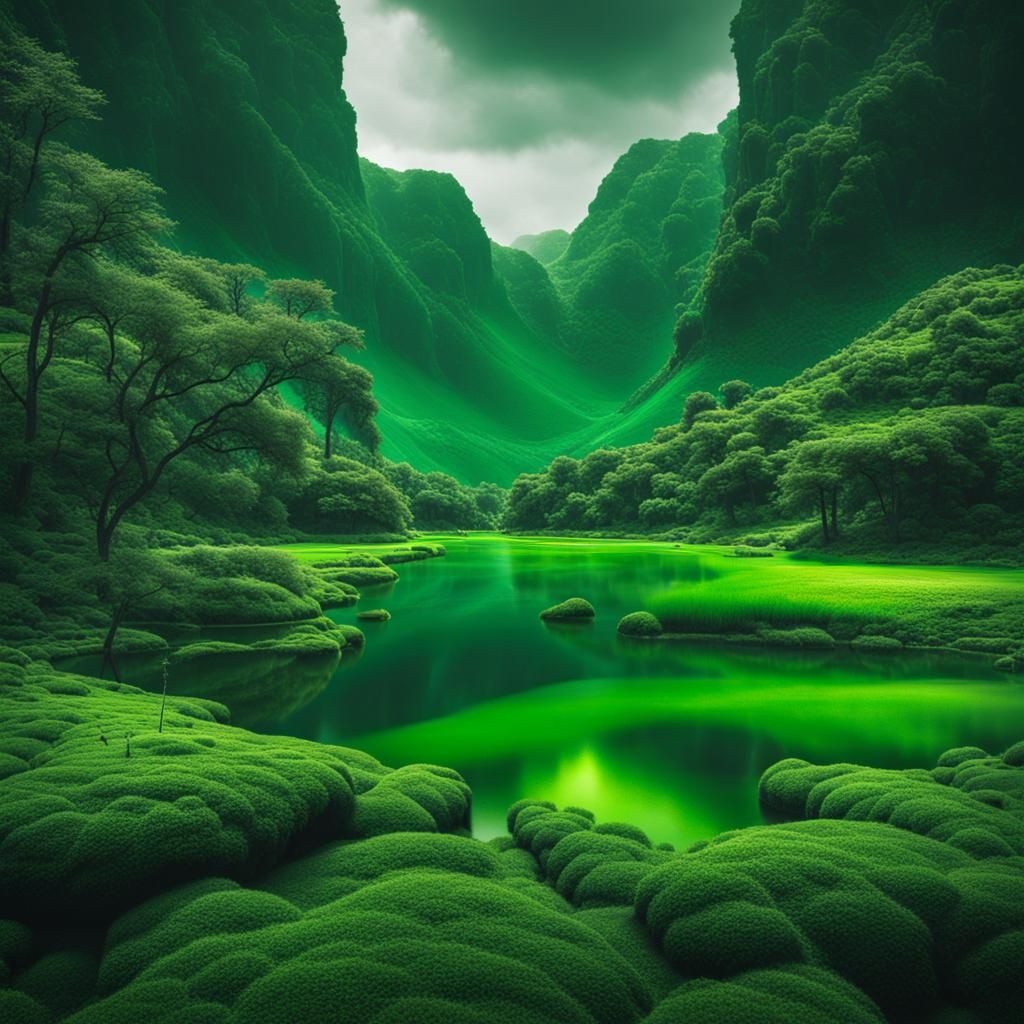 a world where there is only one color, green