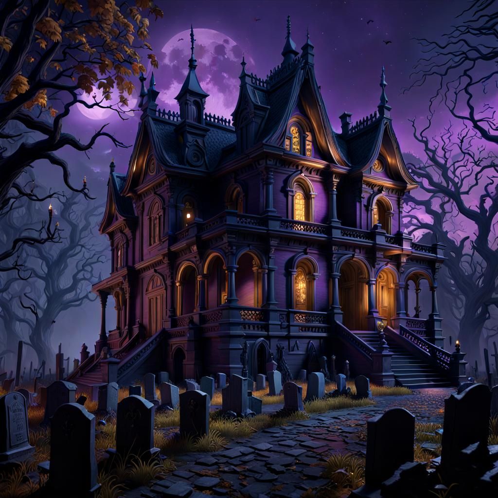 A old house in A haunted cemetery with ghosts surrounded horror Gustave ...