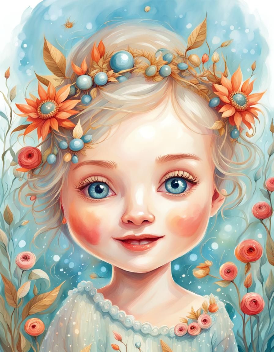 Whimsical cute lttle smiling baby