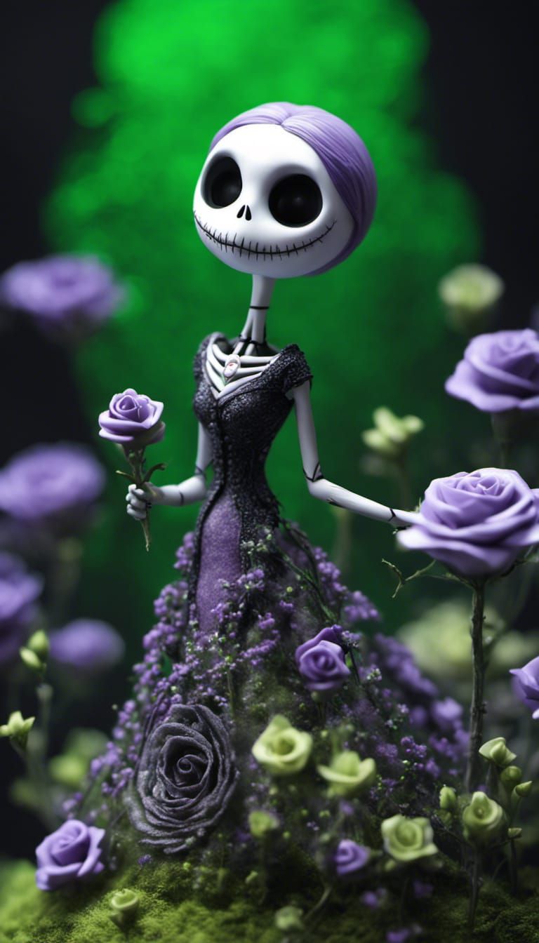 doll inspired by Jack skellington with black roses and tiny ...