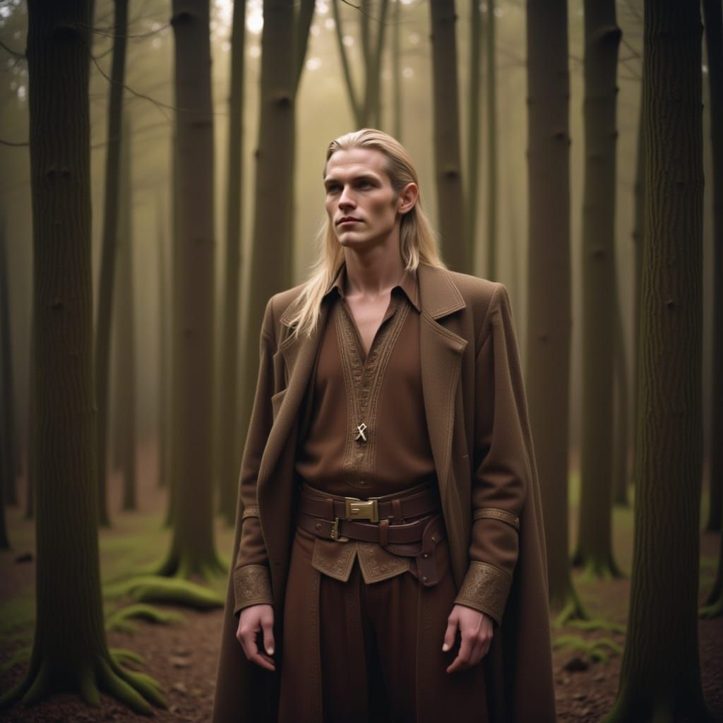 <lora:ManScape Foundry:1.0>long blond hair male elf in his 20s clean shaven pale skin fantasy outfit