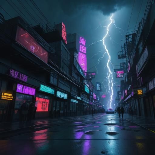 Cyberpunk Planet with Hellish Lightning Storm in 4K