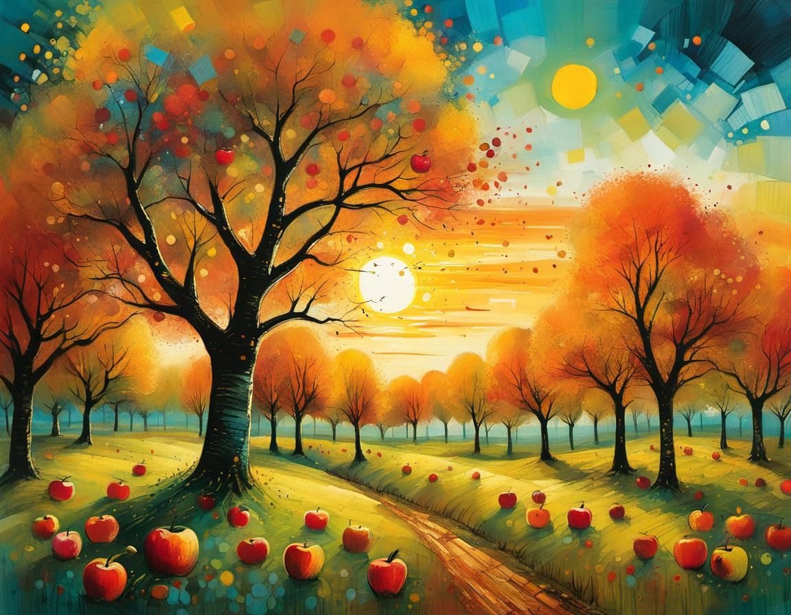 sunset in an apple orchard  by @Amy 