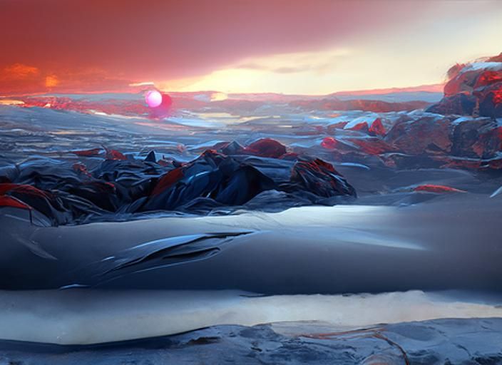 Sunset over the ice planet