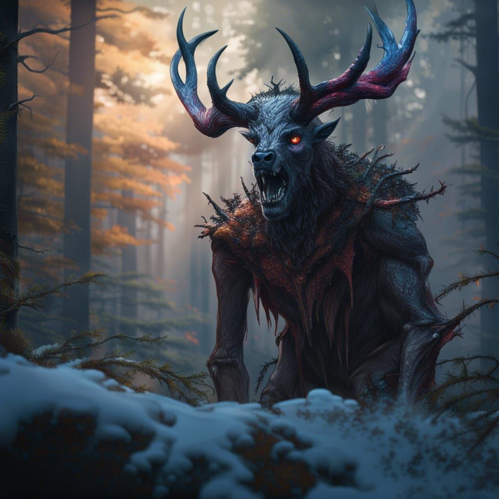 Wendigo in Canadian Forest - AI Generated Artwork - NightCafe Creator