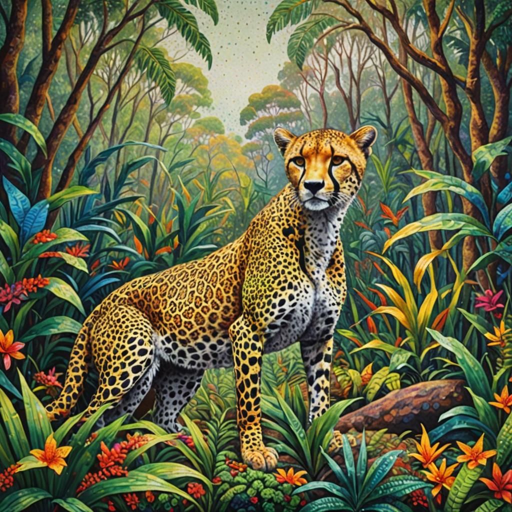 Pointillism Art - Cheetah
