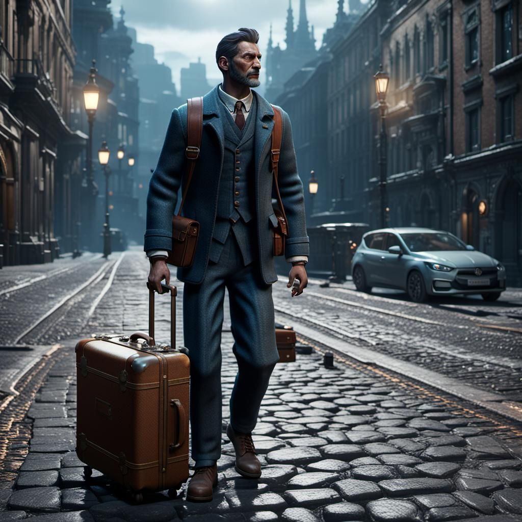 A man with a suitcase