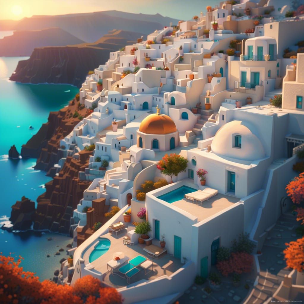 Santorini, Greece 🇬🇷 AI Generated Artwork NightCafe Creator
