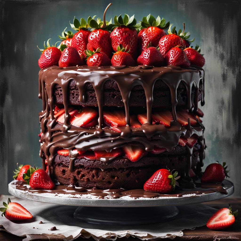 chocolate strawberry cake  by @Mother Combs