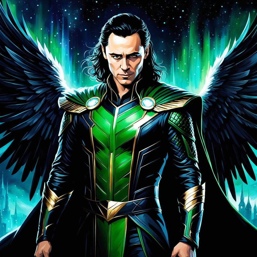 Loki as a dark angel - AI Generated Artwork - NightCafe Creator