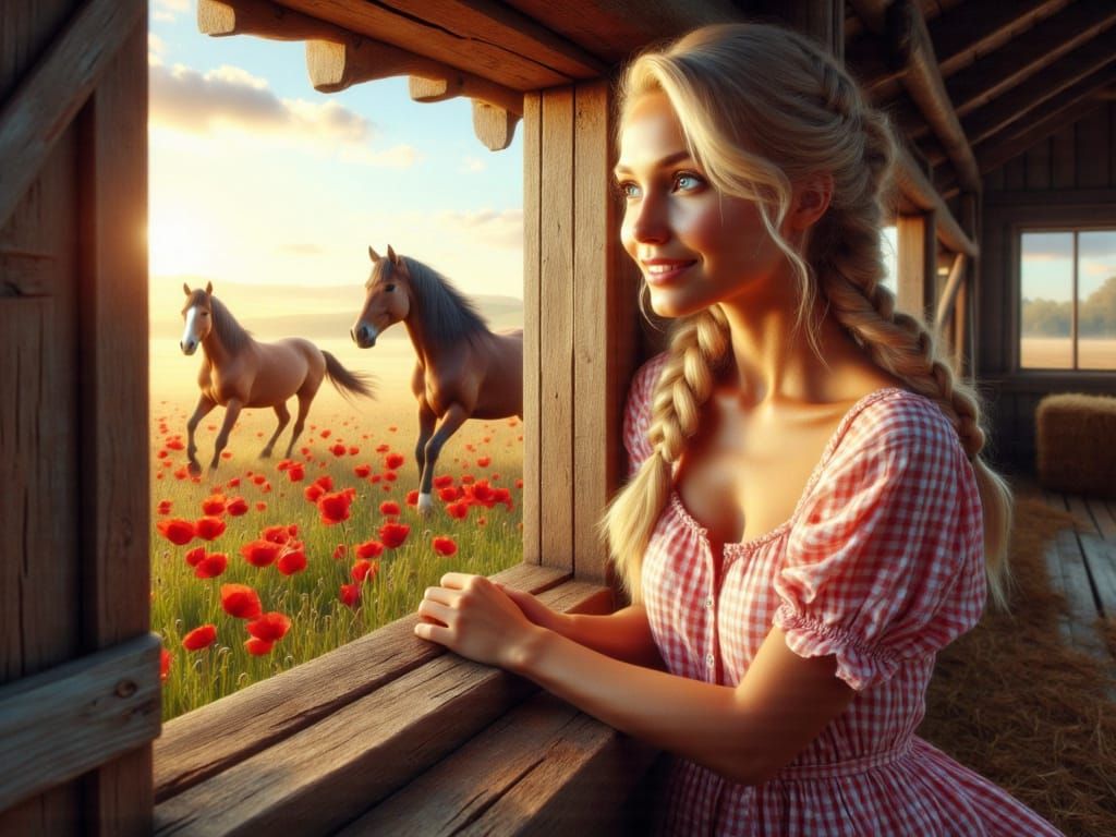 <lora:FiosWindowMagic:1.0> Heidi and her Horses