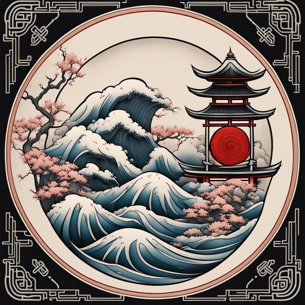 a Japanese style tattoo design 