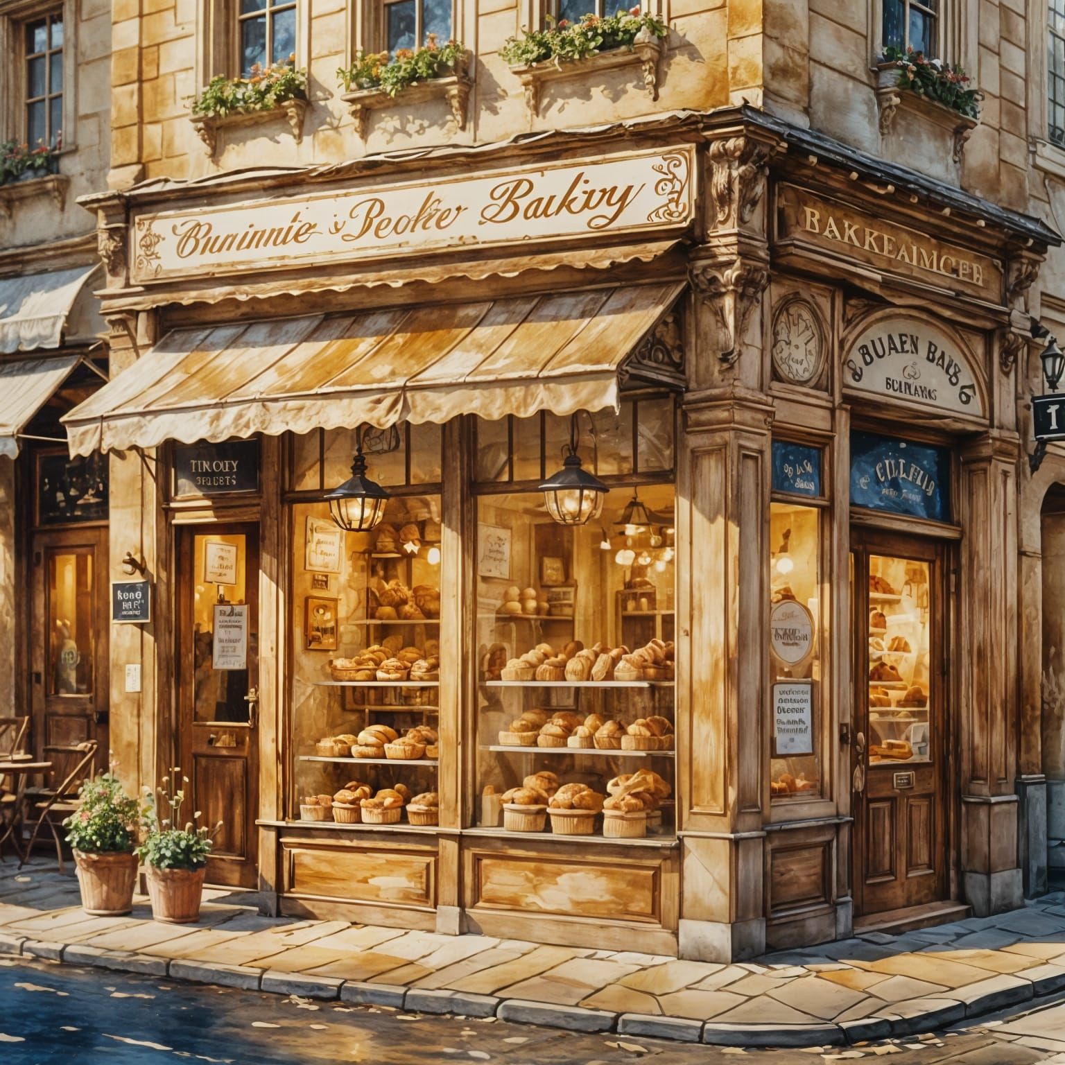 A charming bakery with ornate wooden detailing.  by @KomBib
