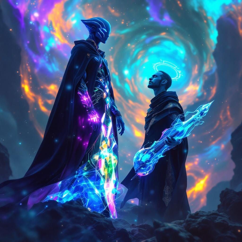 Regal Alien on Energy Bridge with Moses Figure