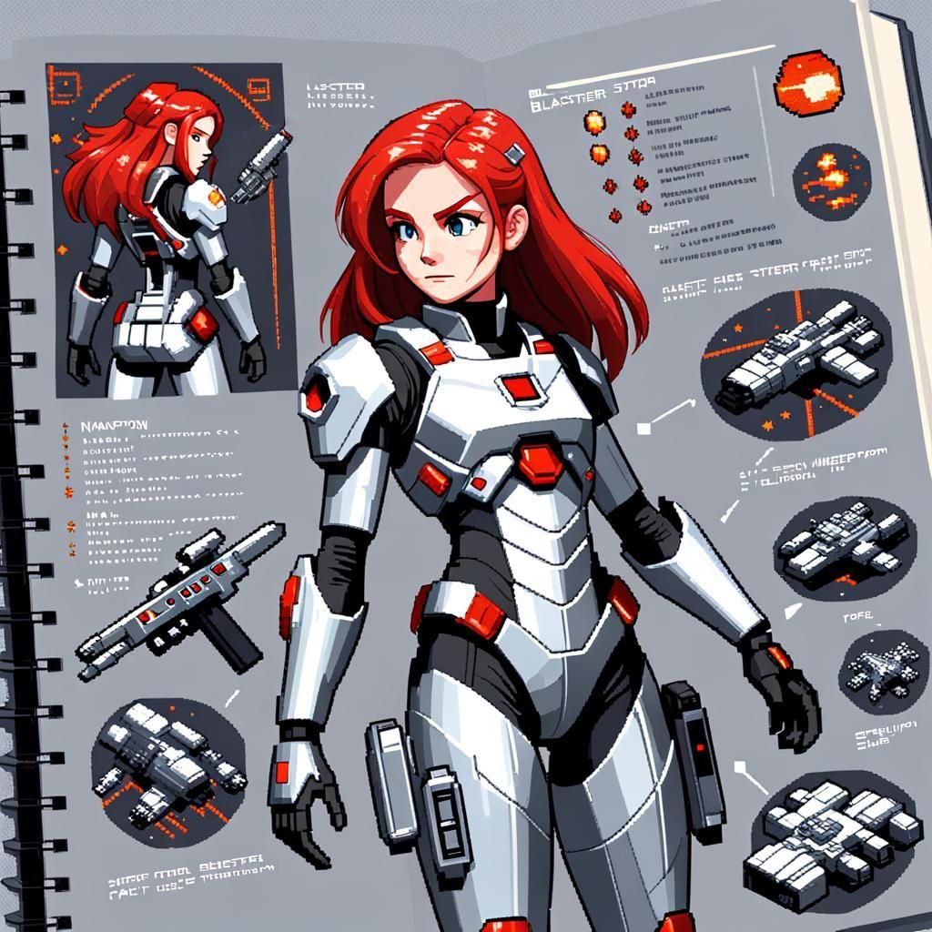 Space heroine in scifi armor  by @Midnight Poison Coffee