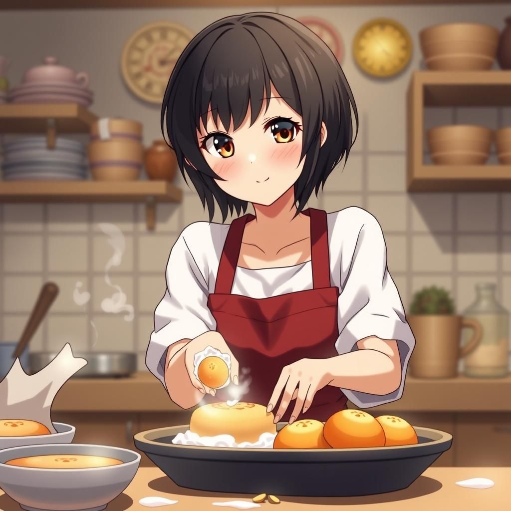 Ami making moon cakes with love