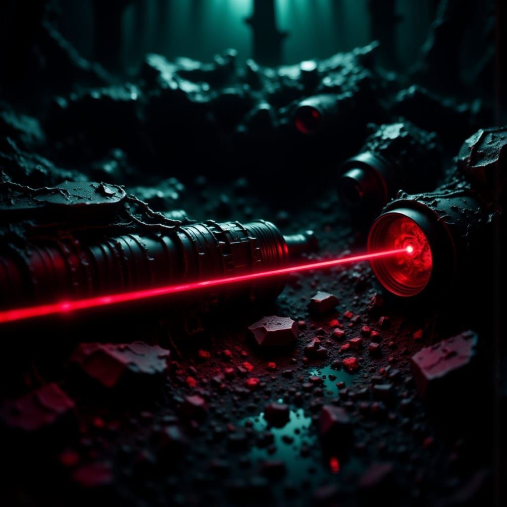 Glowing Red Laser Beam