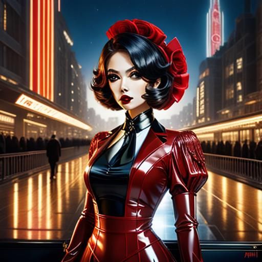  <lora:Portraits realistic:1.0> red latex dress