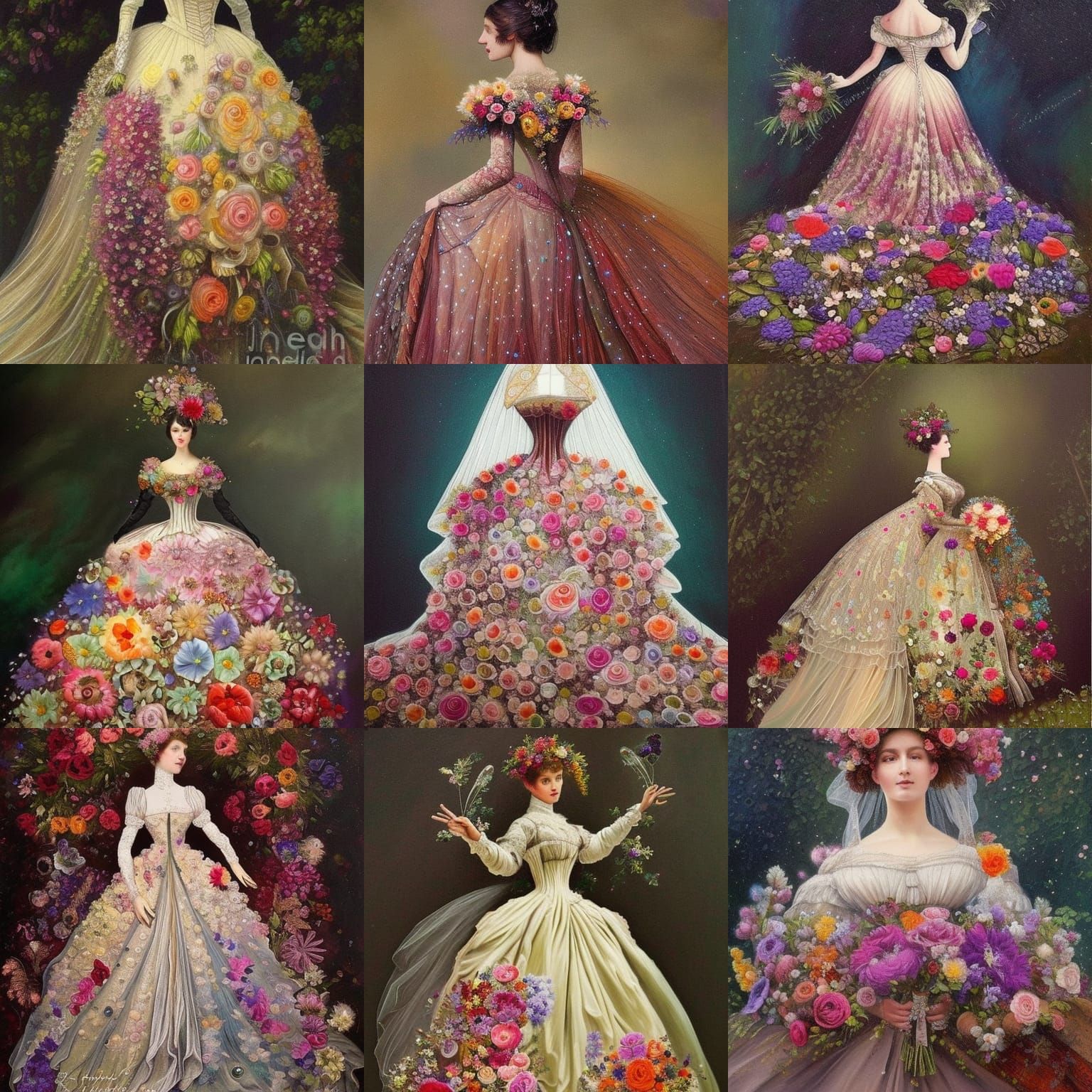 Dress made of outlet flowers