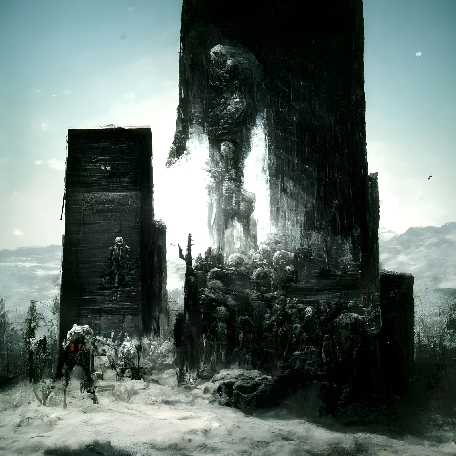Monolith in ghost town