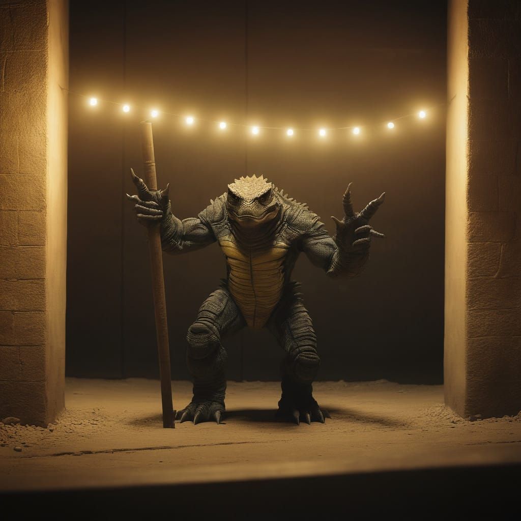 Surreal Menorah Scene with 9 Silver Candlesticks in a Tradit...