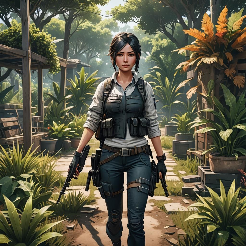 pubg gaming girl in gardn
