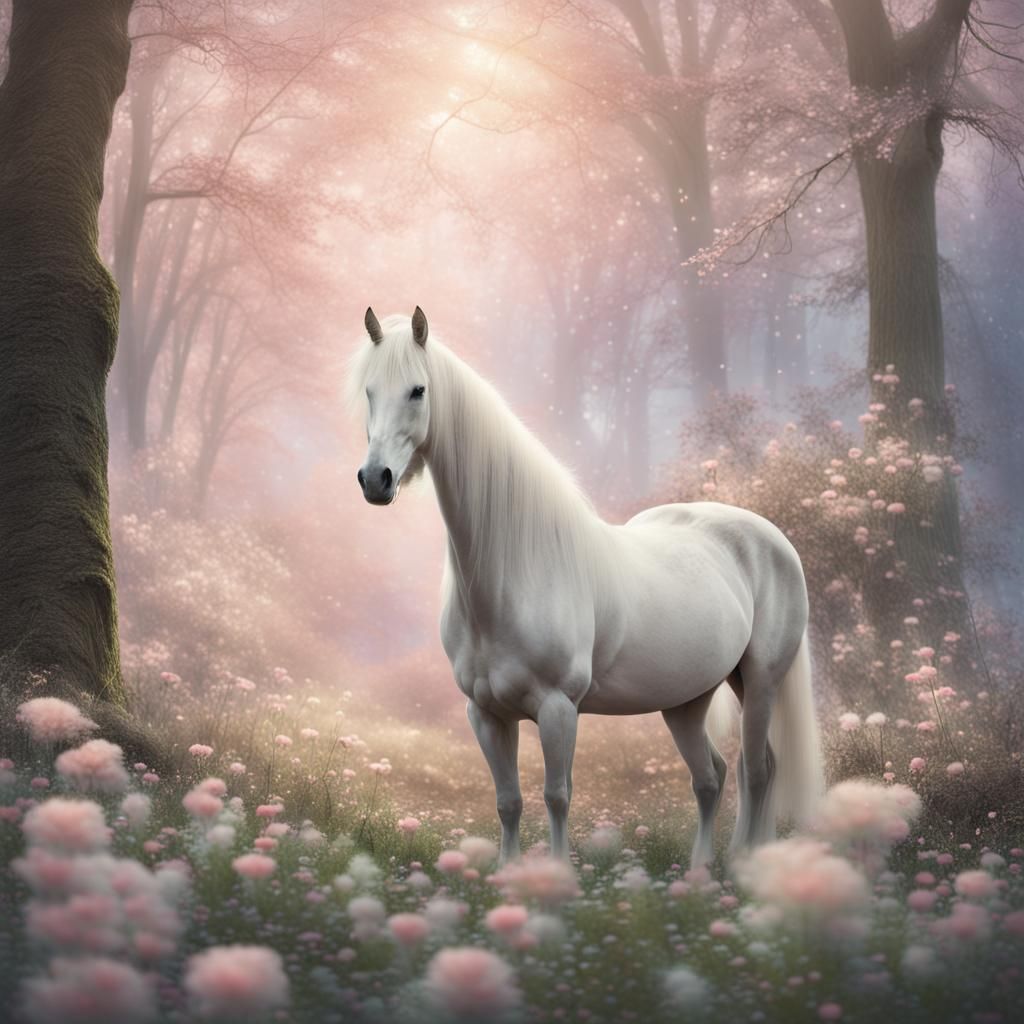 Enchanting Forest Dreamscape with Unicorn and Fairy