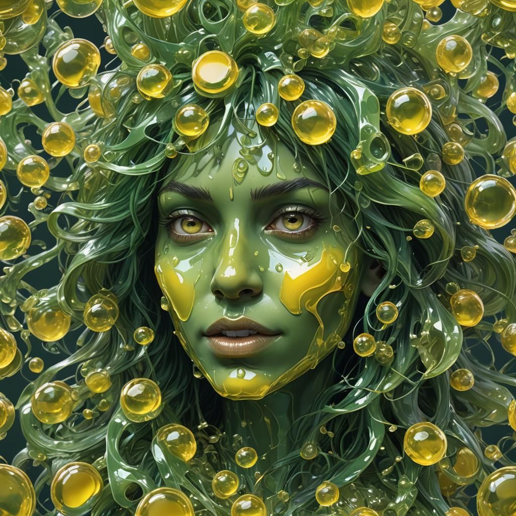 Funny Jelly Face Portrait in Hyperdetailed Digital Art