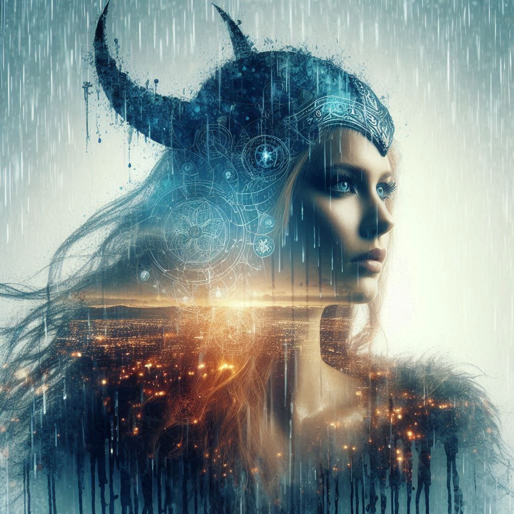 double exposure beautiful fantasy portrait landscape..