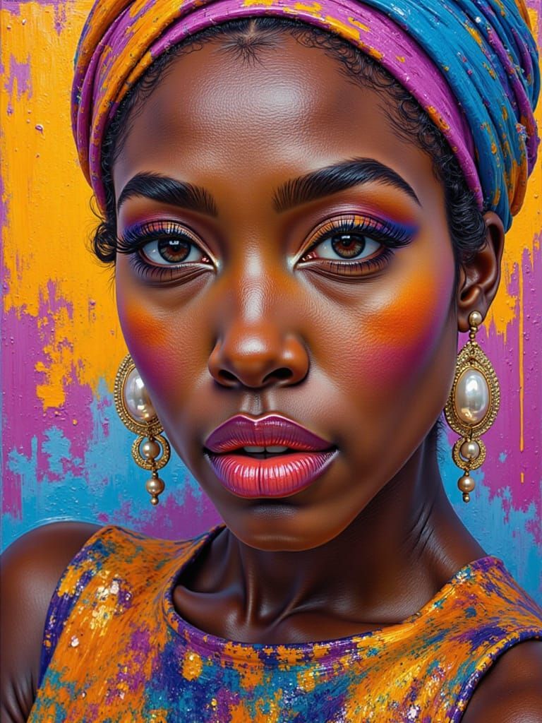 <lora:Radiant Portraiture:1.0> If Girl With A Pearl Earring was painted by Guido Borelli in the style of Harlem Renaissance.
Use Blue Fuchsi...