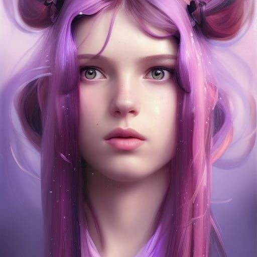 Detailed Portrait with Pigtails, Hyperdetailed Art