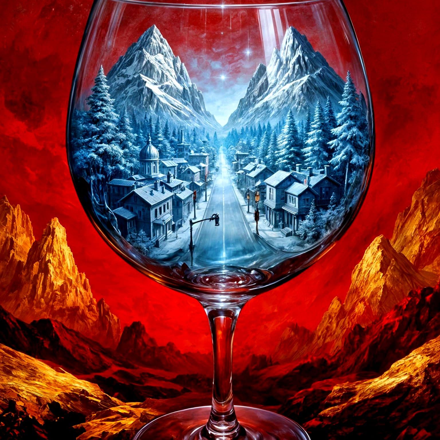 Magical City Inside a Goblet, Fantasy Art