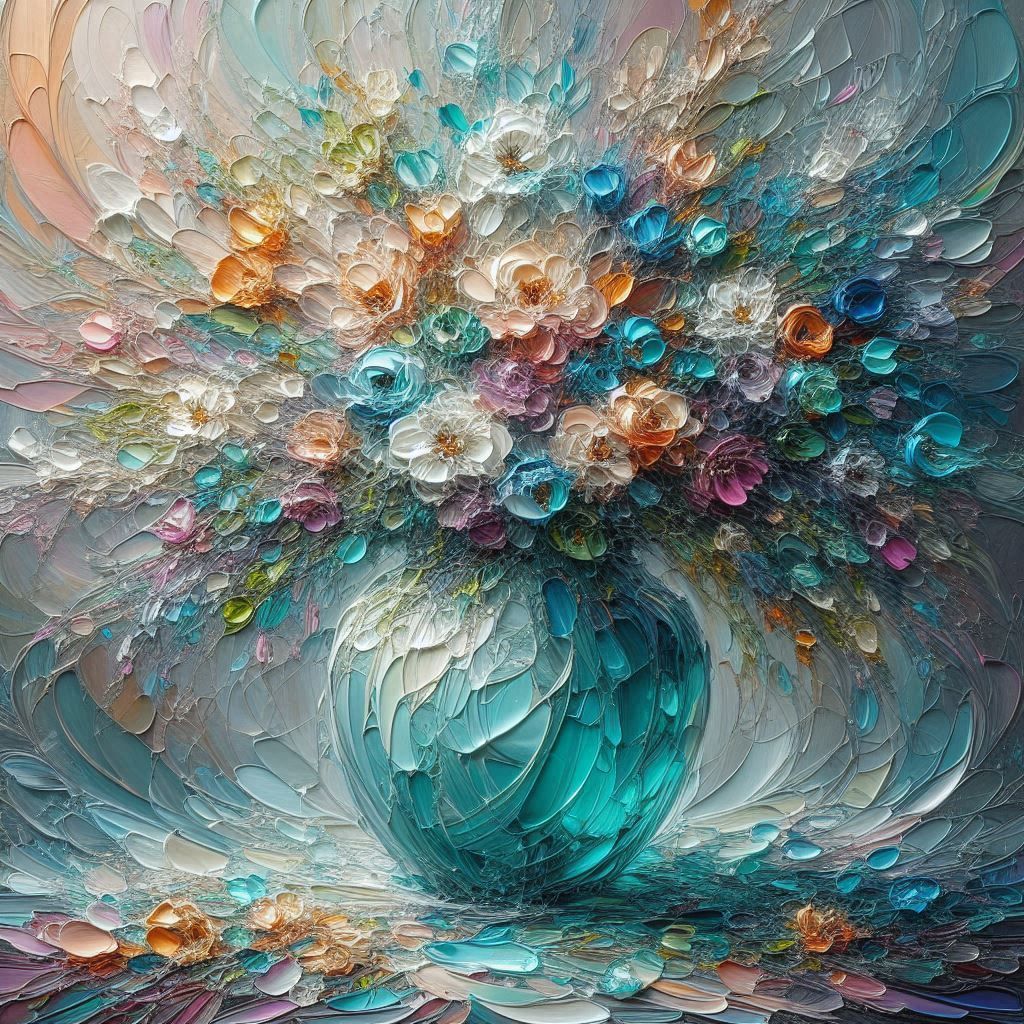 Textured Oil, Vase Of Flowers