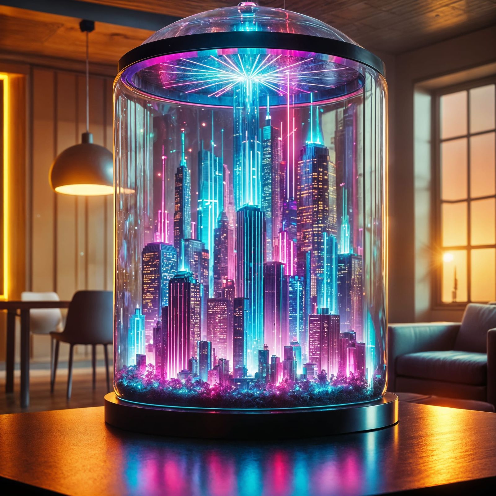 Neon Terrarium City of the Future