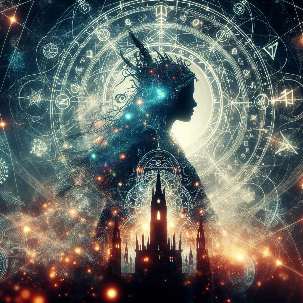 double exposure beautiful fantasy portrait landscape..