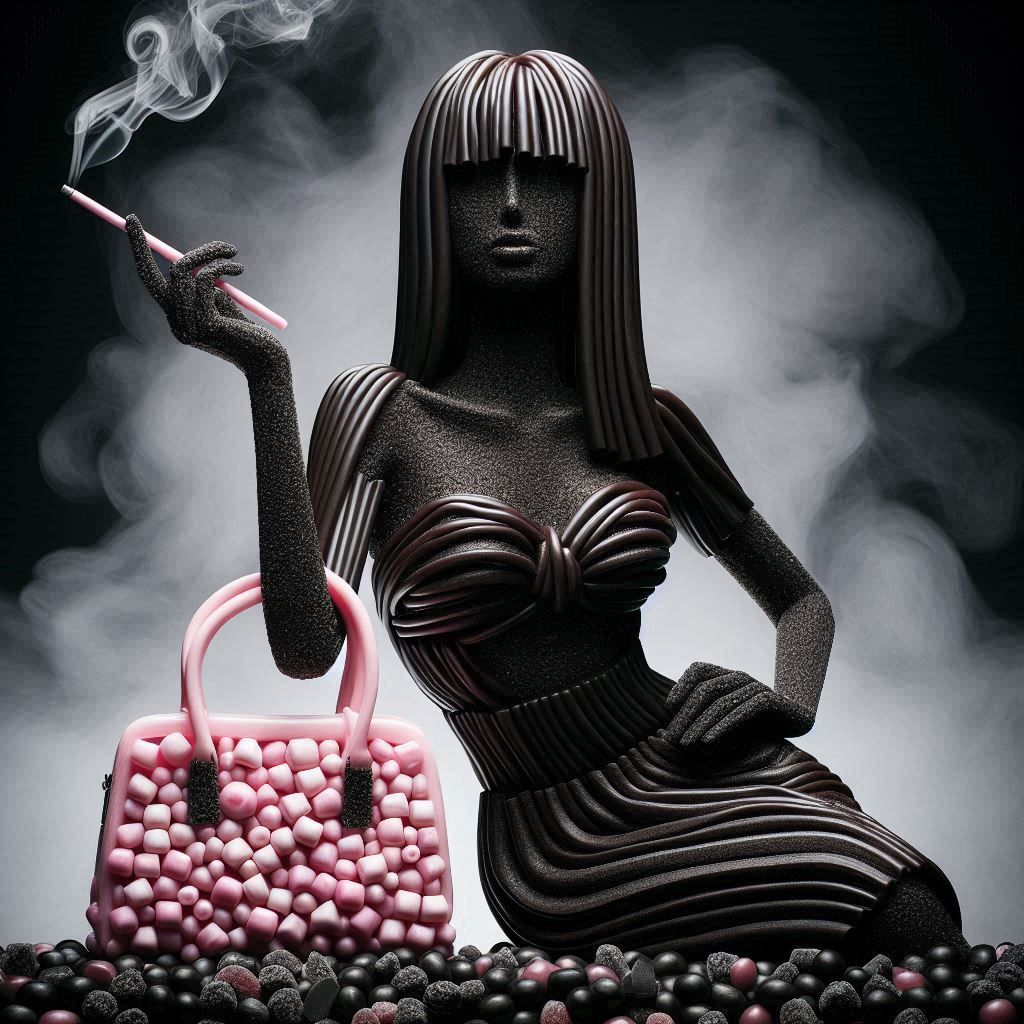 Liquorice and pink candy
