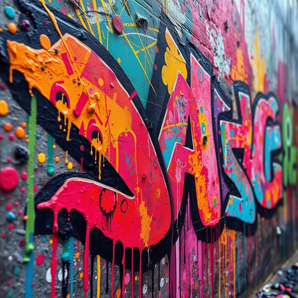 Polychromatic Urban Explosion in Gritty Street Art Style
