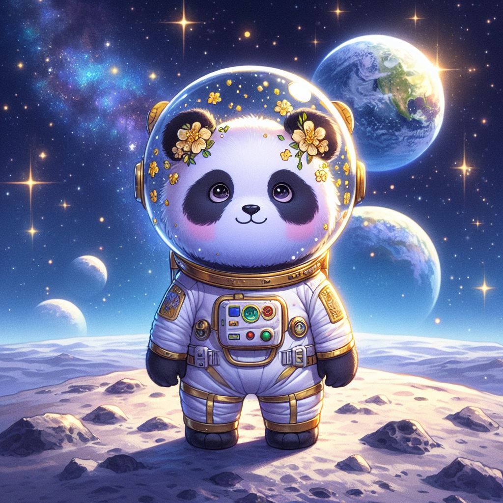 Chibi panda in space!