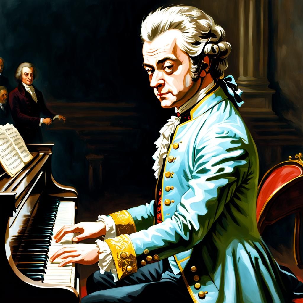 Mozart playing the piano