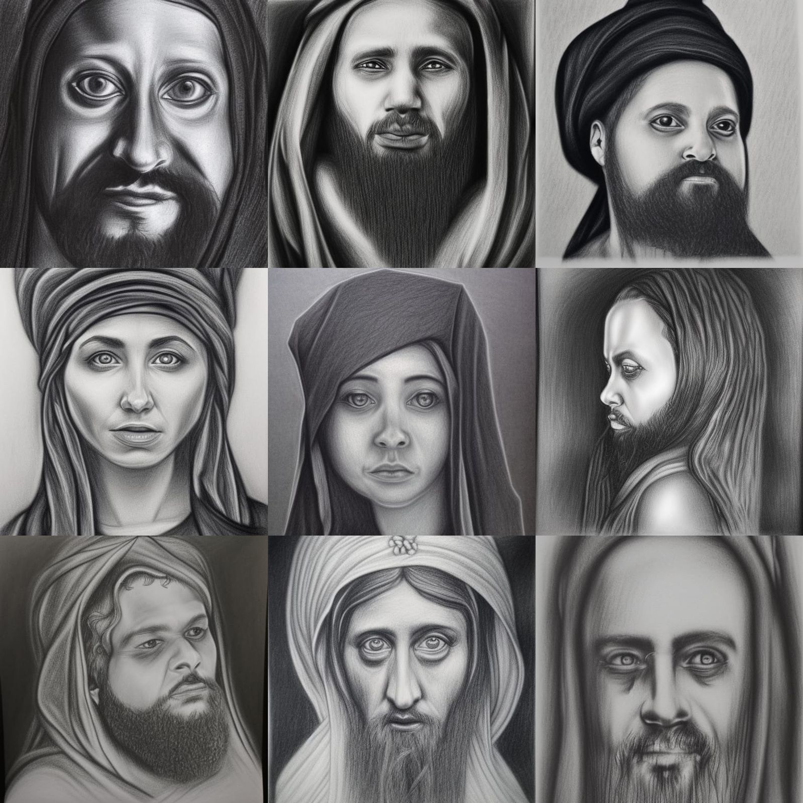 orthodox jew hyperdetailed charcoal drawing AI Generated Artwork