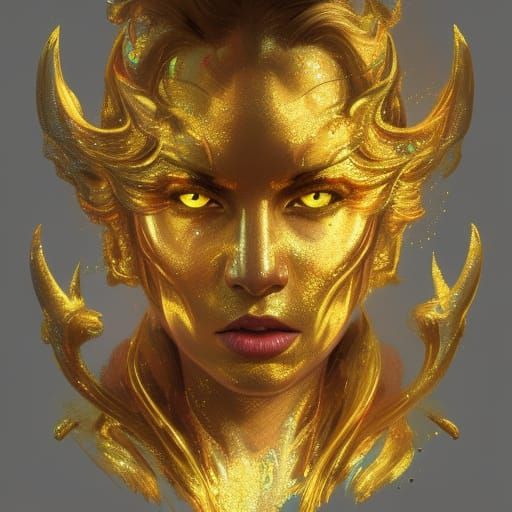 Glittering golden demon
